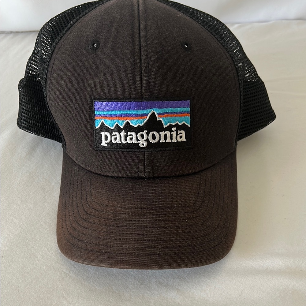 Patagonia Black Baseball Trucker Hat Adjustable Embroidered Logo Front